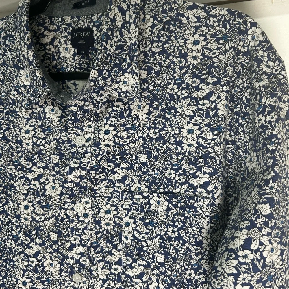 J. Crew Navy and White Floral Shirt